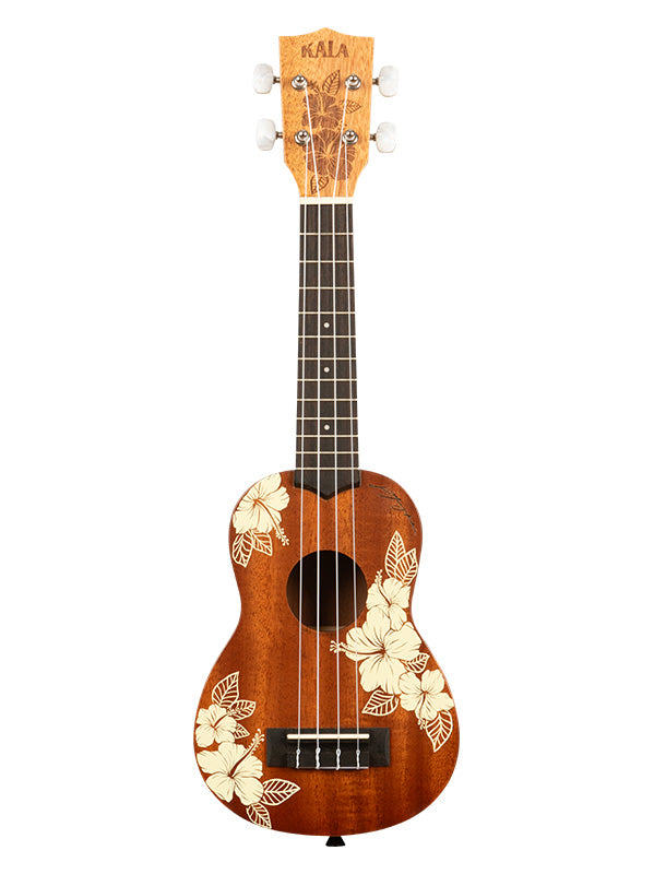 Maori - Hibiscus Mahogany, Soprano, livré avec housse motif Voyage