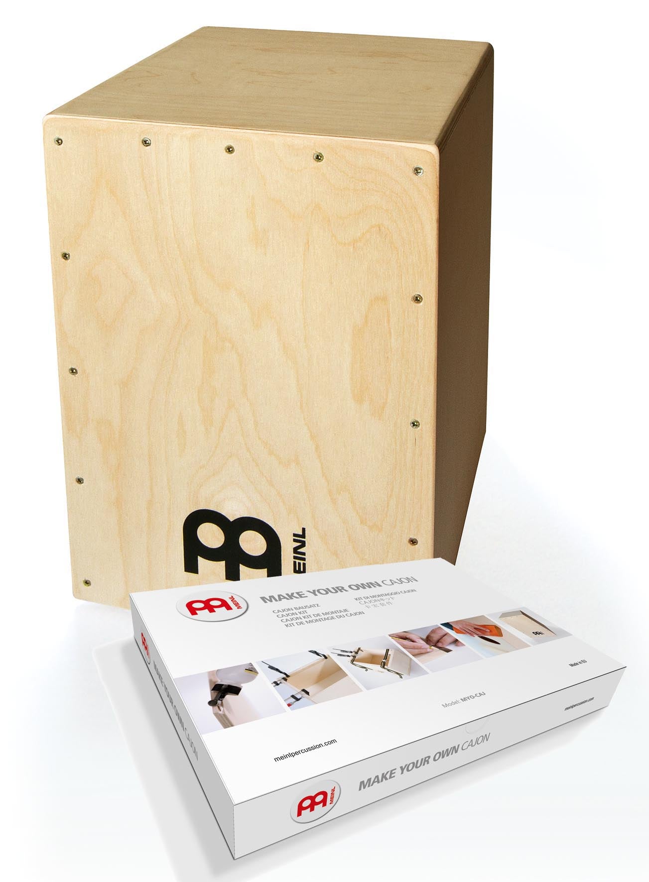 Cajon, kit complet de fabrication, façade en bouleau, corps en bouleau, dimension: 30 x 46 x30cm, naturel