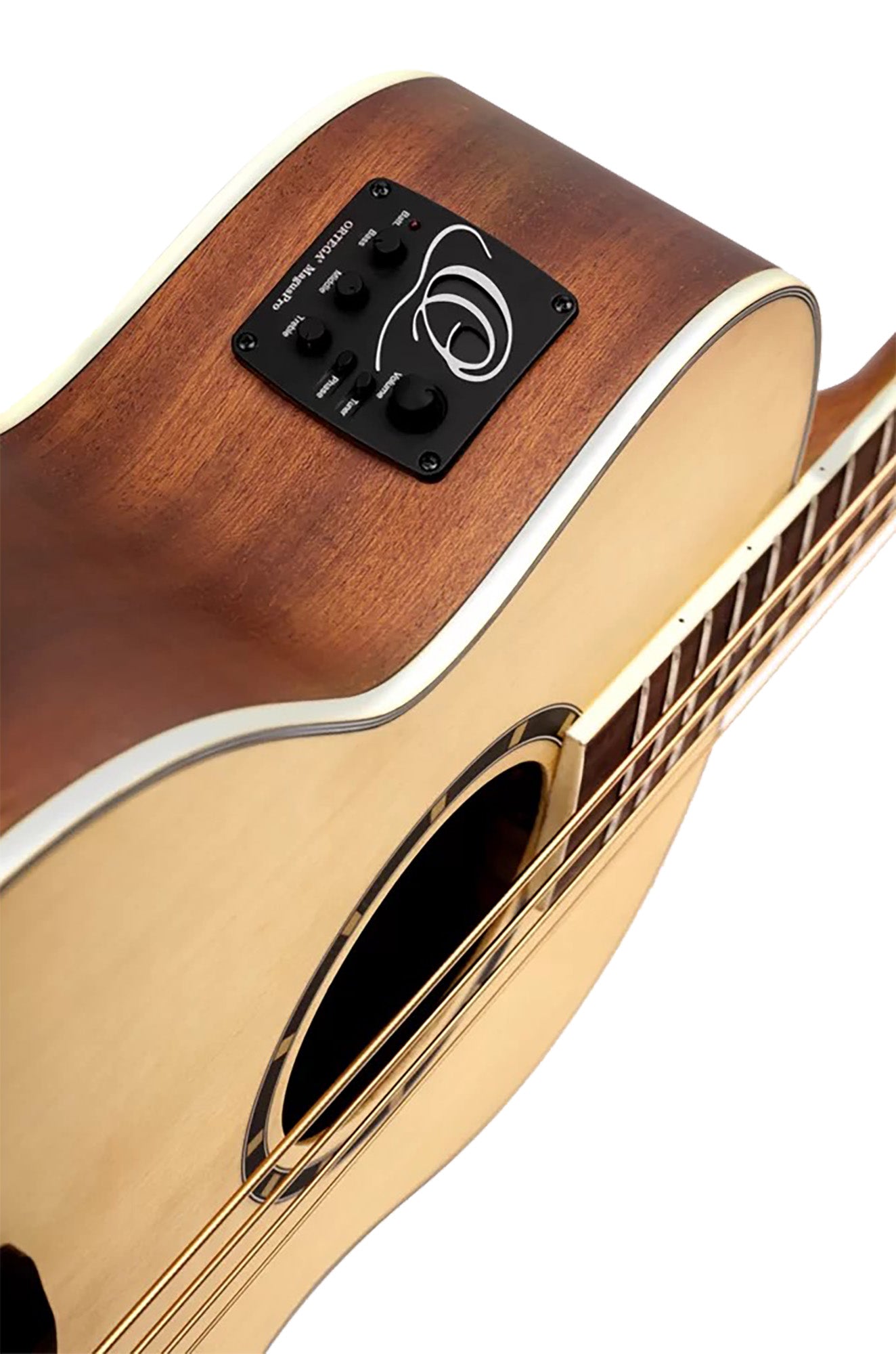 D7E-4, basse 4 cordes, EQ Ortega MagusPro/B, table épicéa, f/e acajou, manche acajou, naturel satiné