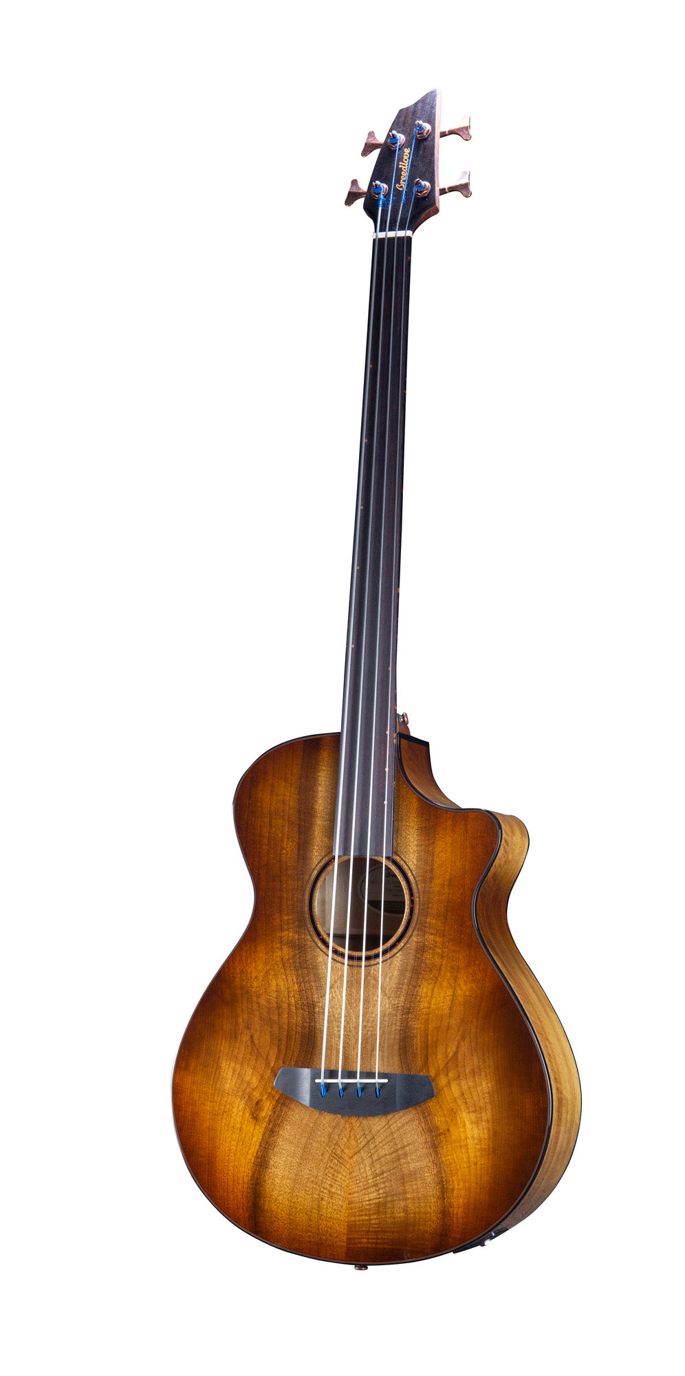 PURSUIT EXOTIC S BASSE FRETLESS AMBER CE, table myrtlewood massif, f/e myrtlewood, diapason 34", EQ Fishman Presys I, amber