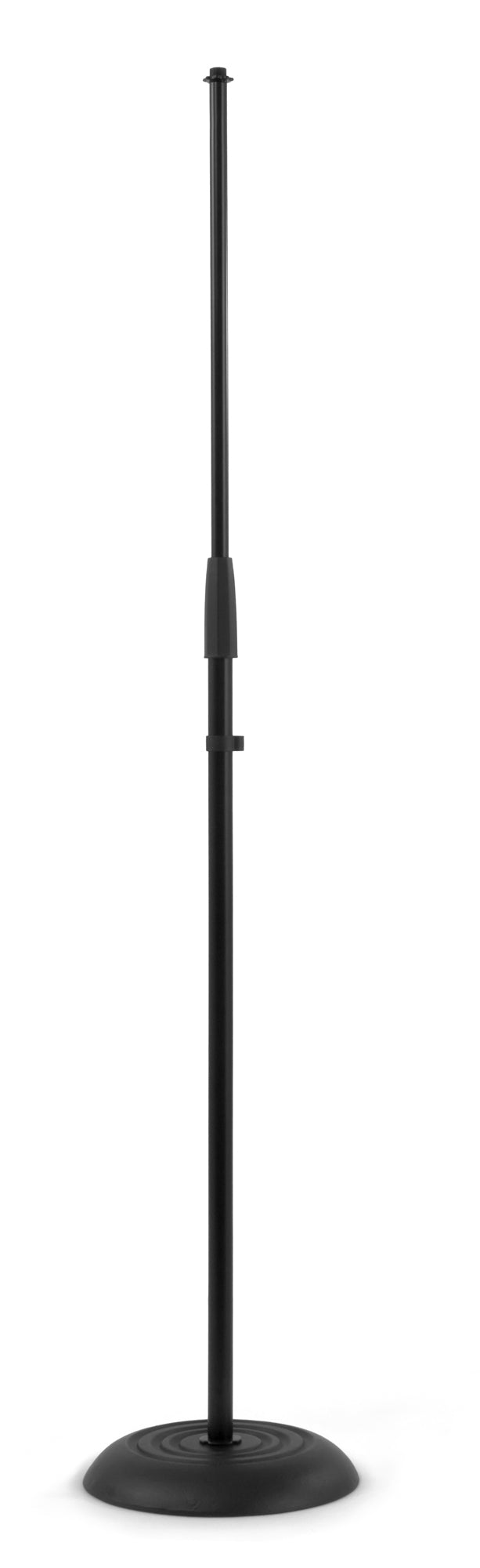 Support microphone 5/8", embase ronde avec coussinets caoutchouc (hauteur: 83 - 153 cm), noir