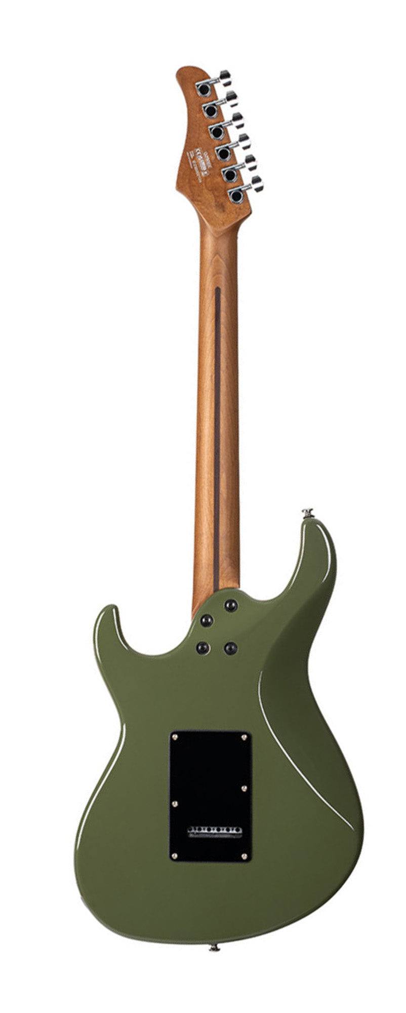 G250 SE, corps tilleul, manche et touche érable torréfié, 1 micro double et 2 simples Cort Voiced Tone, trémolo, olive