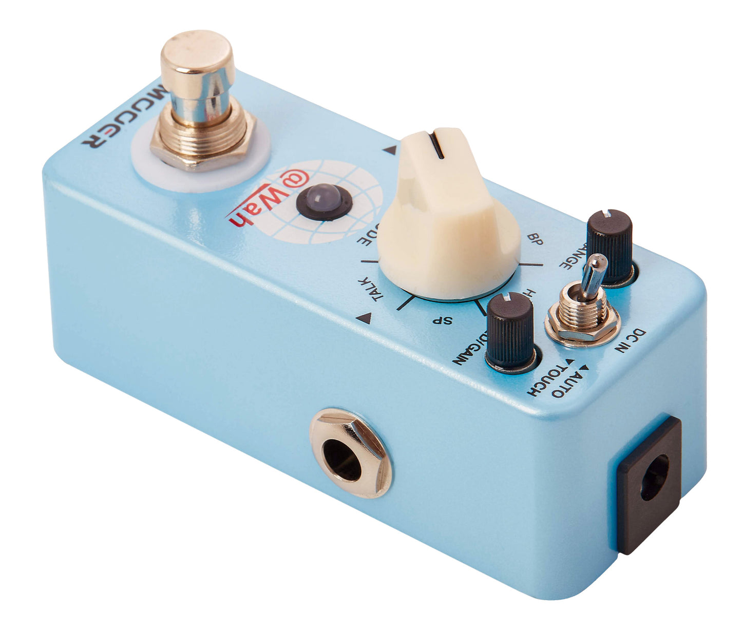 Pédale WAH, wah-wah automatique 2 modes (Auto/Touch), 5 filtres différents, boîtier métal, true bypass, bleu ciel