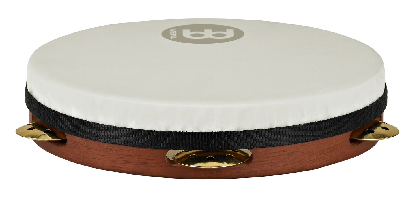 Pandeiro 10", hévéa, peau True Feel, accordage interne, 1 rangée de cymbalettes laiton perforées martelées main, marron