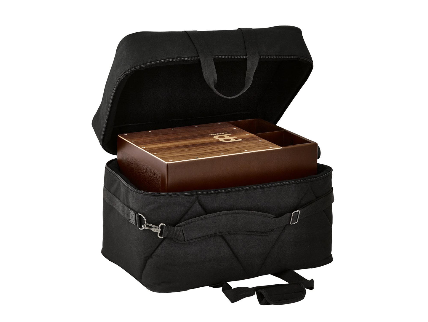 Housse cajon pro, nylon rembourré, poignée, sangle rembourrée, poche externe, 60 x 43 x 38cm, noir