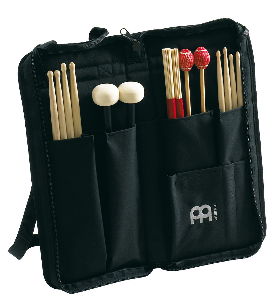 Housse baguettes pro, nylon résistant rembourré, poche extérieure, courroie, noir