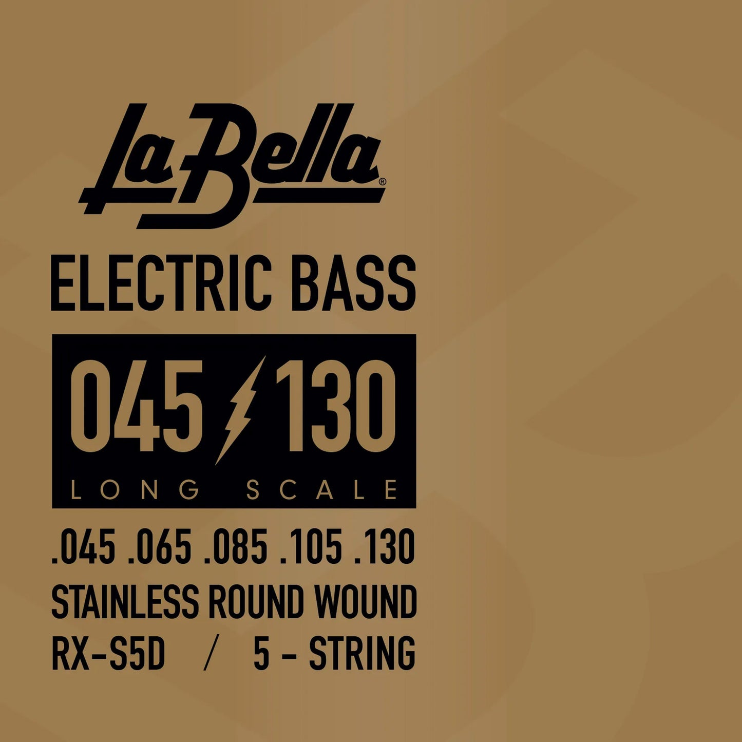 Jeu pour basse électrique RX STAINLESS STEEL, acier inoxydable, filé rond, 5 cordes (45-65-88-105-130)