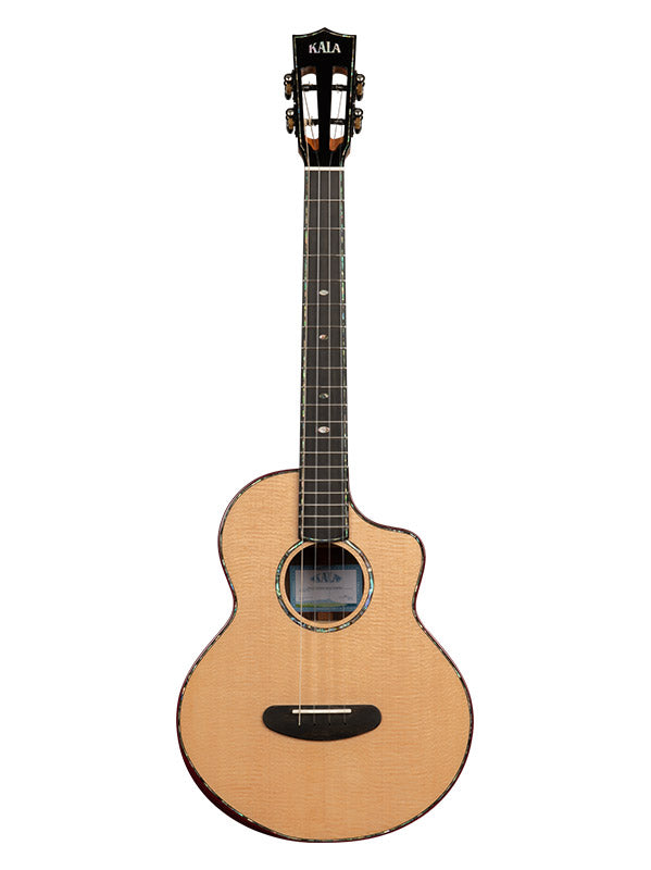 Kala Contour Deluxe All Solid Gloss Spruce Rosewood, Bariton Cutaway, livré avec housse