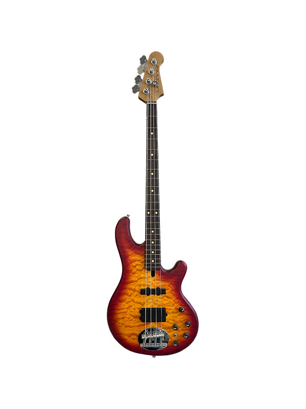 Lakland Skyline 44-02 Deluxe Quilt, 4 cordes - Cherry Sunburst Satin, Touche palissandre