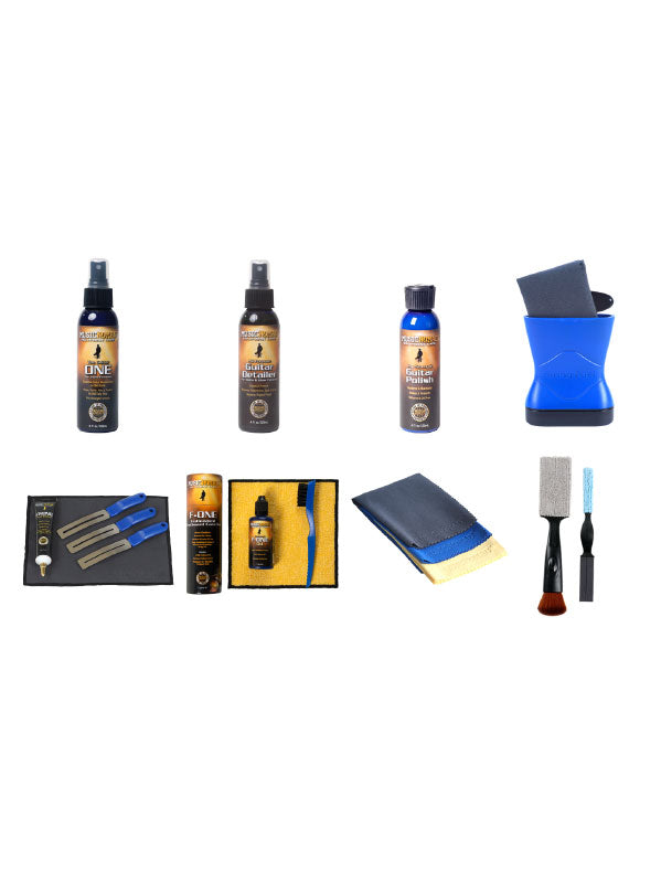 Kit total SPA - Nettoyant, huile pour la touche, polish, outils et chiffons