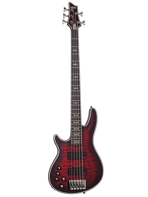 Schecter Hellraiser Extreme 5 Basse, gaucher - Crimson Red Burst Satin