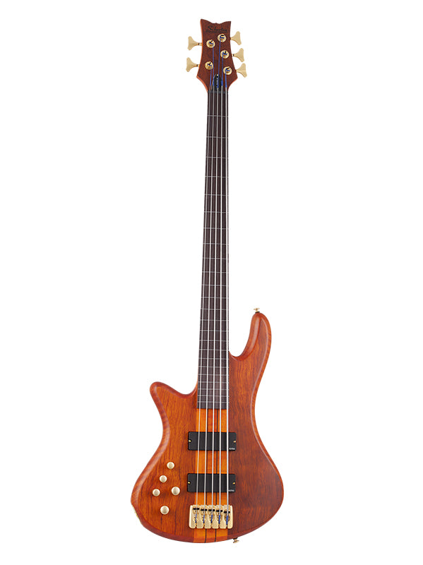 Schecter Stiletto Studio 5 Fretless, gaucher - Honey Satin