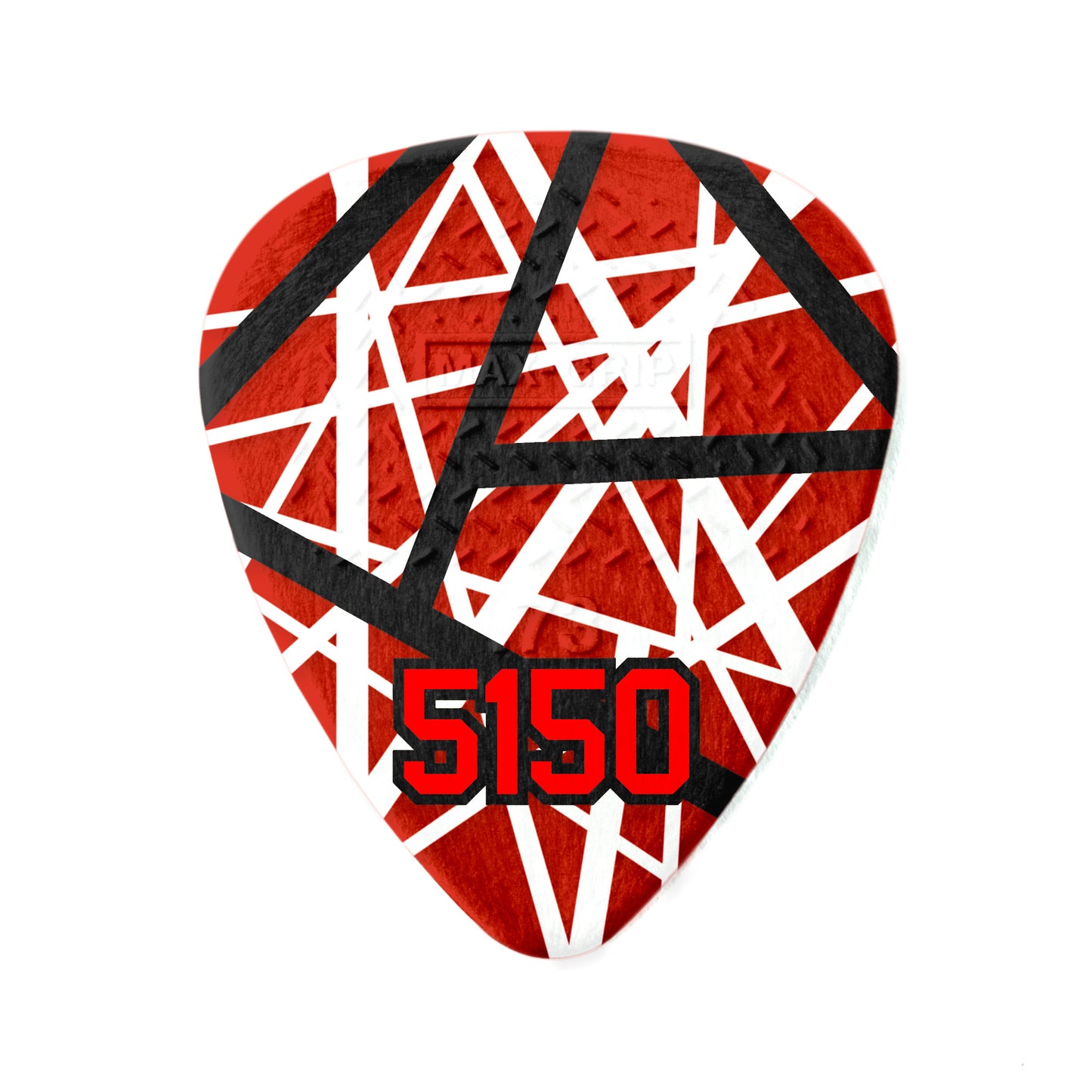 Sachet de 6 médiators EVH 5150 MAX-GRIP Nylon 0.60 mm (graphisme rouge à bandes noires et blanches)