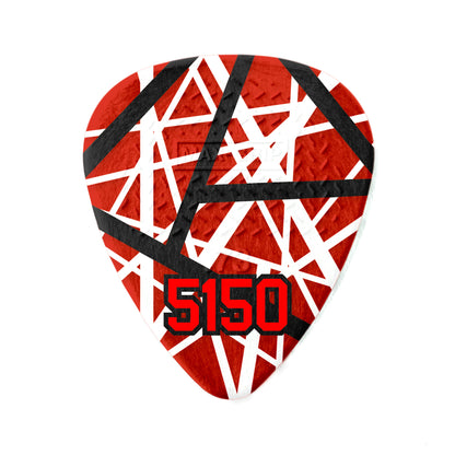 Sachet de 6 médiators EVH 5150 MAX-GRIP Nylon 0.60 mm (graphisme rouge à bandes noires et blanches)