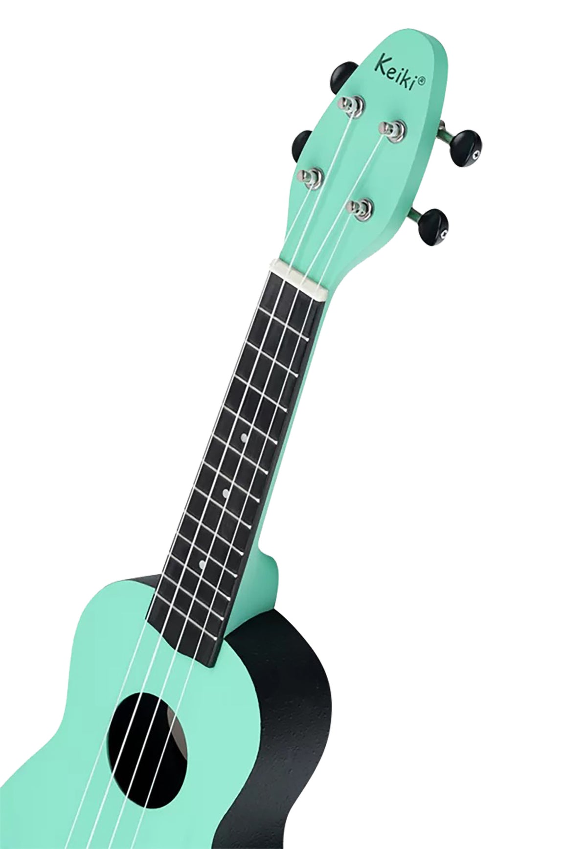 K2-CBM, pack ukulélé Soprano, table agathis, corps ABS galbé, manche okoumé, 12 frettes, accessoires, caribbean mint satiné