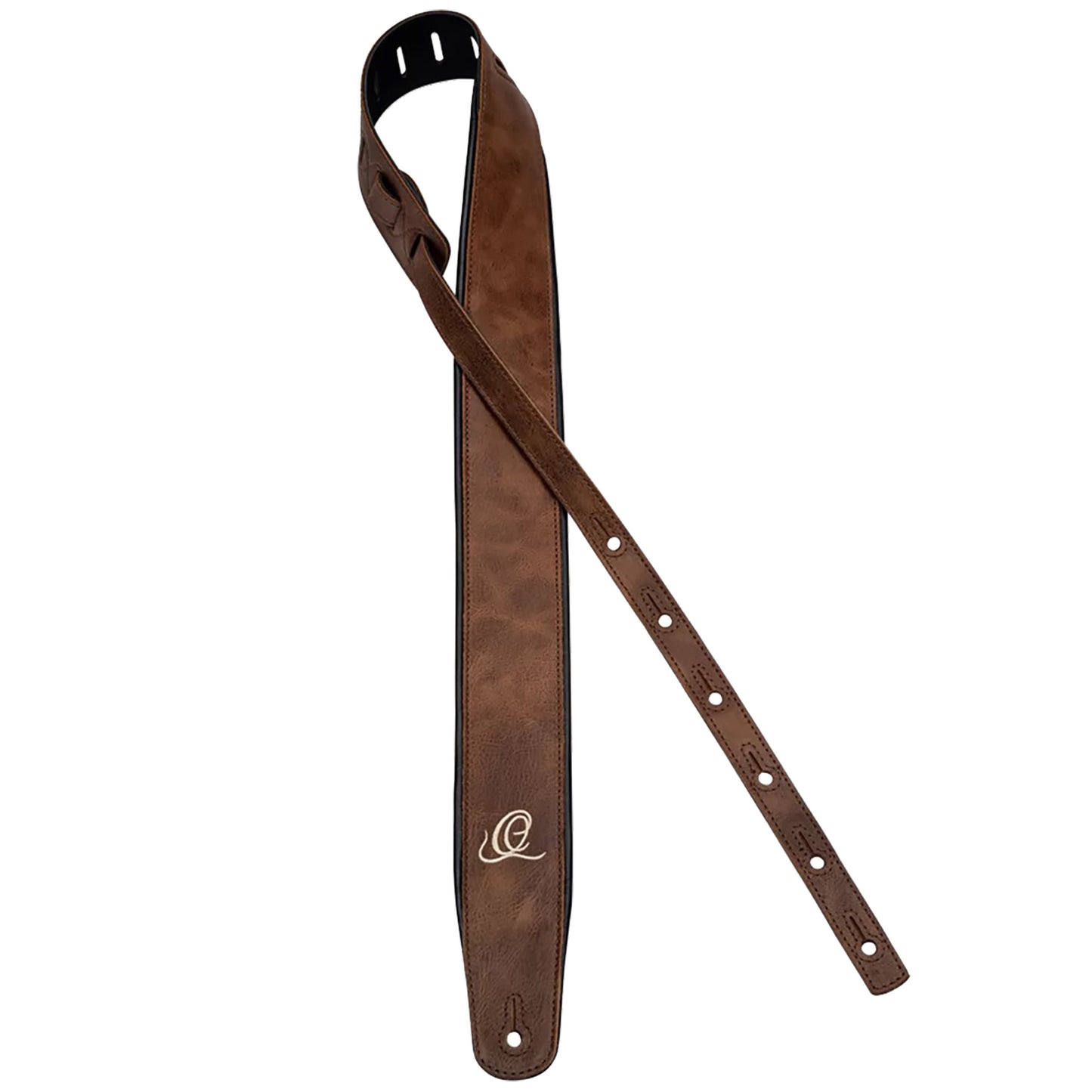 OSCL-7, courroie guitare, série Classic, face cuir, dos PVC (vegan), largeur 7 cm, longueur 145 cm, vintage cognac
