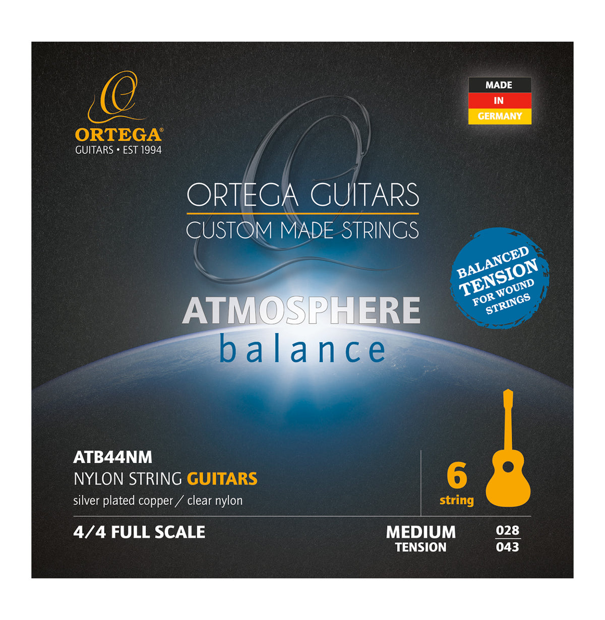 Jeu pour guitare classique ATMOSPHERE BALANCE, cuivre plaqué argent/nylon, tensions équilibrées des cordes filées, médium