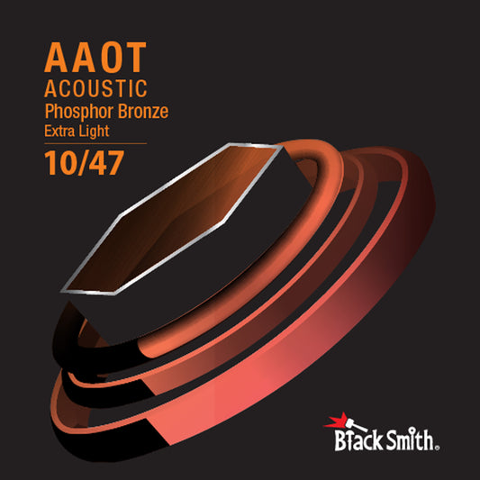 Jeu de cordes"Extra Light" pour guitare acoustique (10-14-23-30-39-47), phosphore bronze, revêtement Micro Carbon AAOT