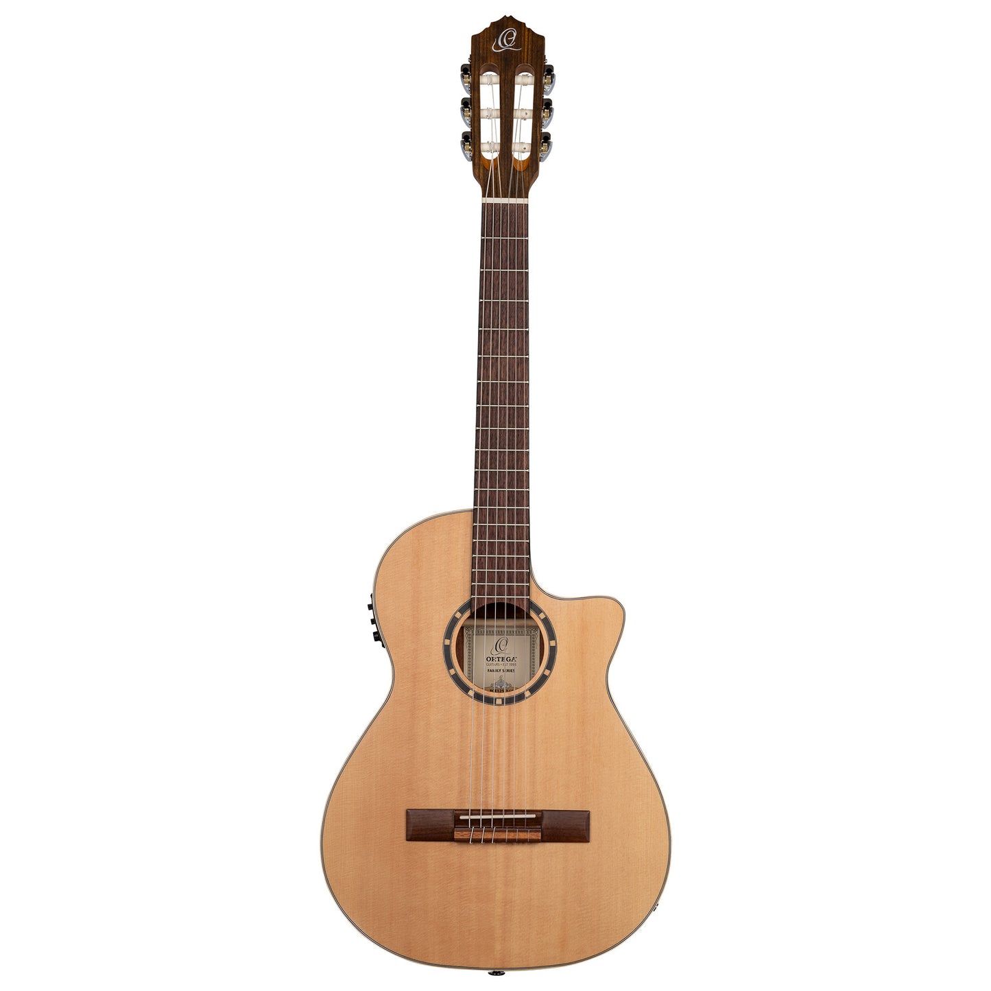 RCE125-34, corps Thinline, pan coupé, EQ Magus X/G, table épicéa, f/e acajou, sillet 45 mm, housse, naturel satiné