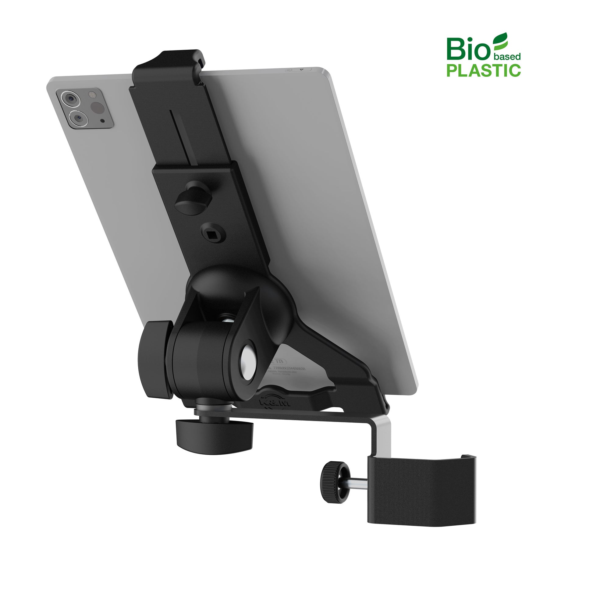 Support de tablette universel K&M 19765, fixation par serrage