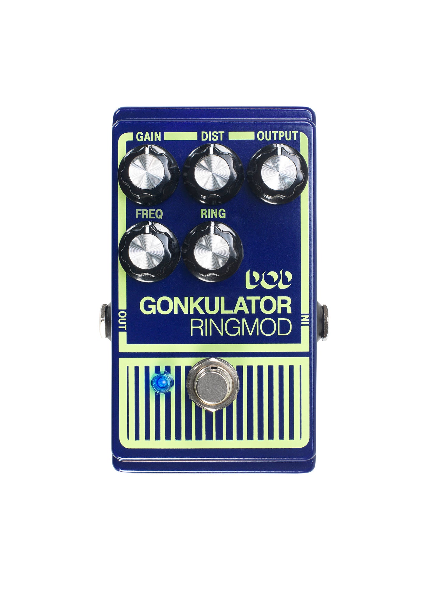 Pédale GONKULATOR, ring modulator avec distorsion basé sur le circuit original avec composants actualisés, True Bypass, bleu