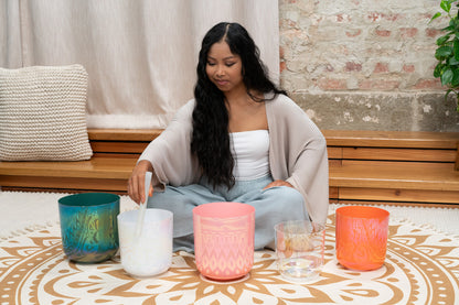 SINGING BOWL SONIC ENERGY ESSENCE CRYSTAL 6" NOTE E4, TRANSPARENT, CHAKRA PLEXUS SOLAIRE