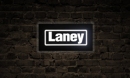 Enseigne lumineuse LANEY, avec alimentation 12V et rallonge alimentation, dimensions: 50 x 26 x 2 cm, noir et blanc