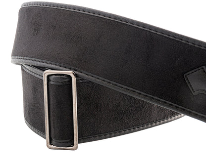 Courroie modèle DIVINE, velours, rembourrée, largeur 6 cm, longueur 95 à 150 cm, porte-médiators intégré, noir
