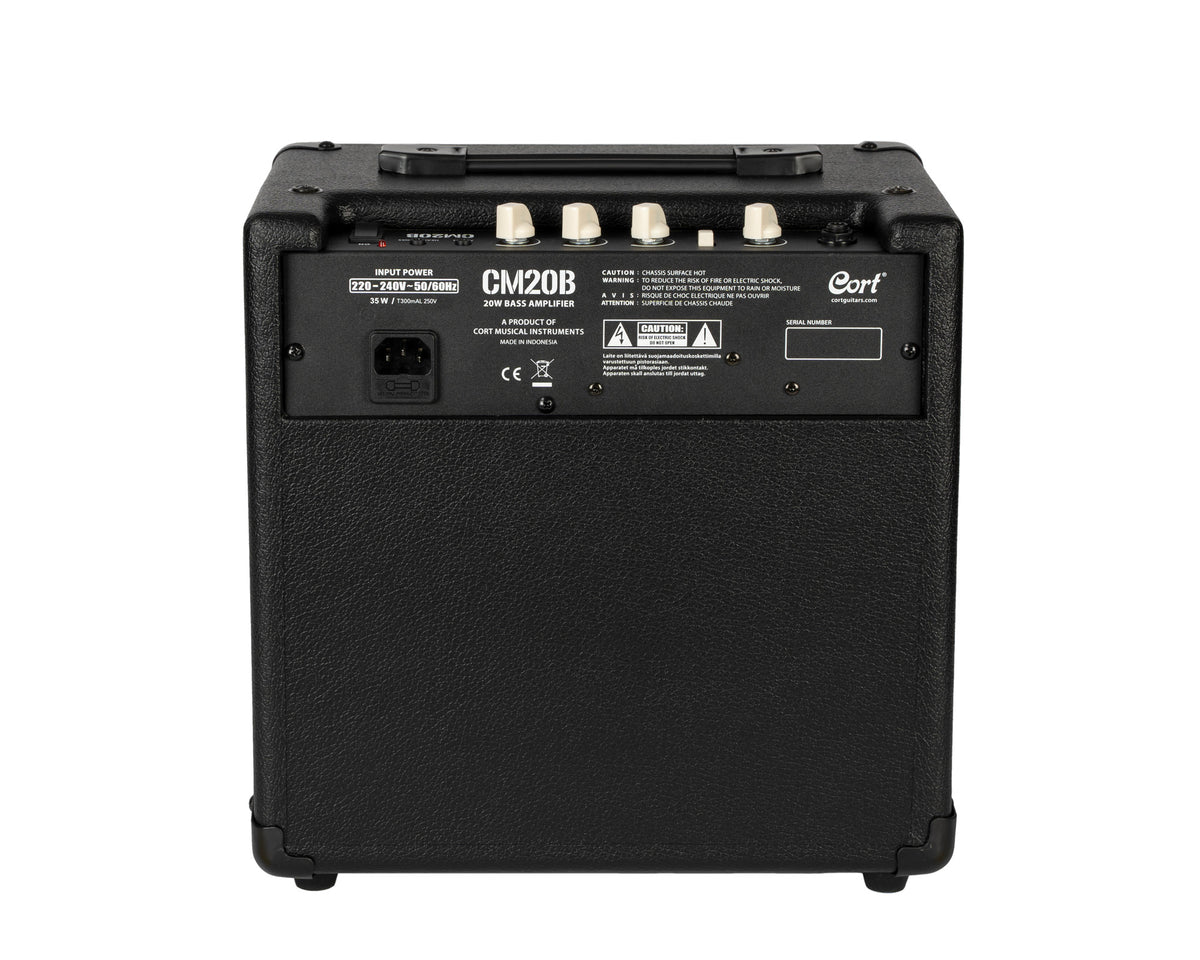 Ampli basse CM20B, 20W, HP 8", égaliseur 3 bandes, bouton Mode, poids: 6 kg, noir