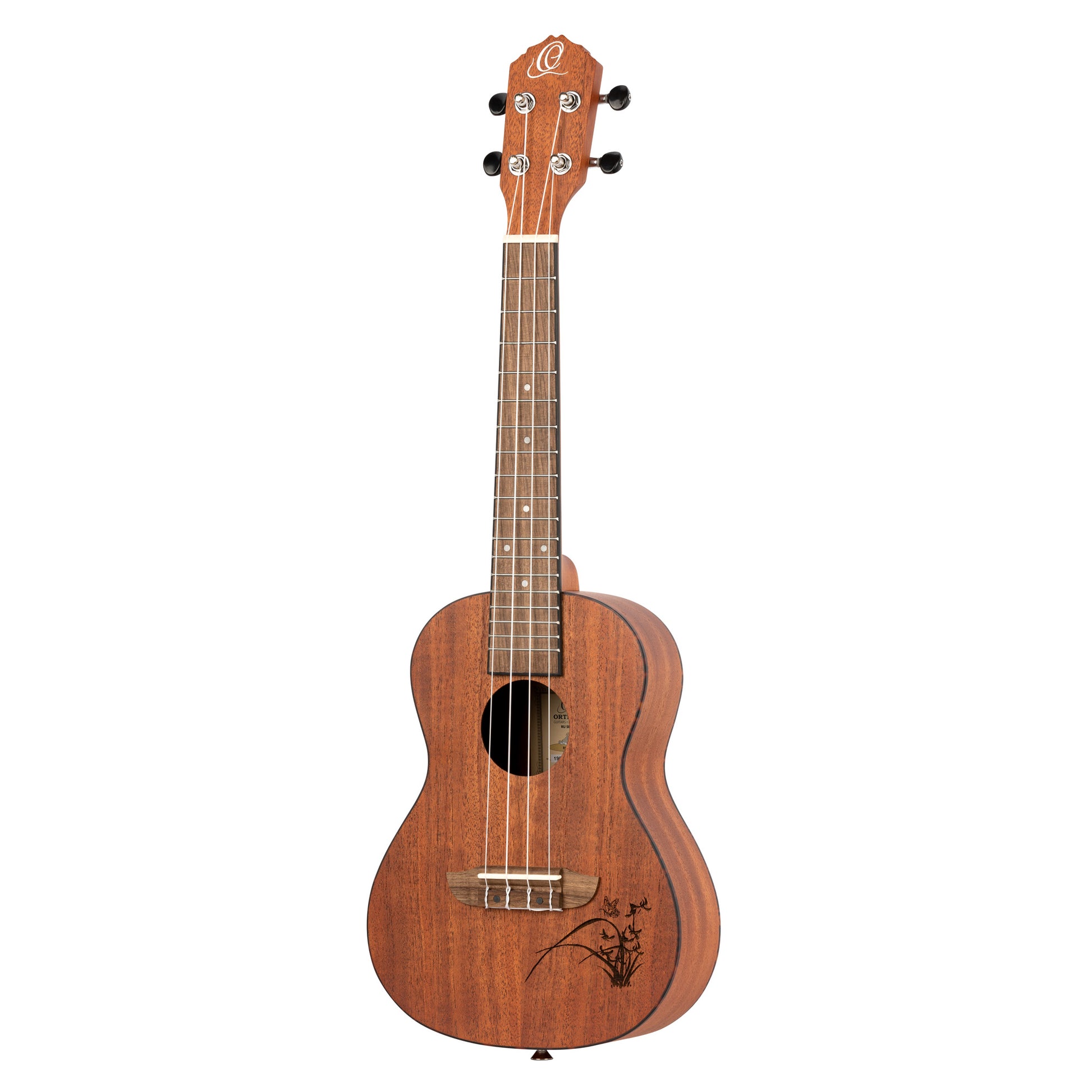 RU5MM, modèle Concert, table sapele avec motif, fond & éclisses sapele, manche acajou, naturel satiné