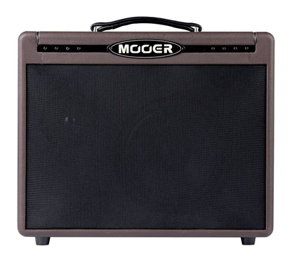 Ampli SD50A, 50W Class D, HP 8" FRFR + HP 1", deux canaux, 10 presets, effets numériques individuels, looper 150 secondes, brun
