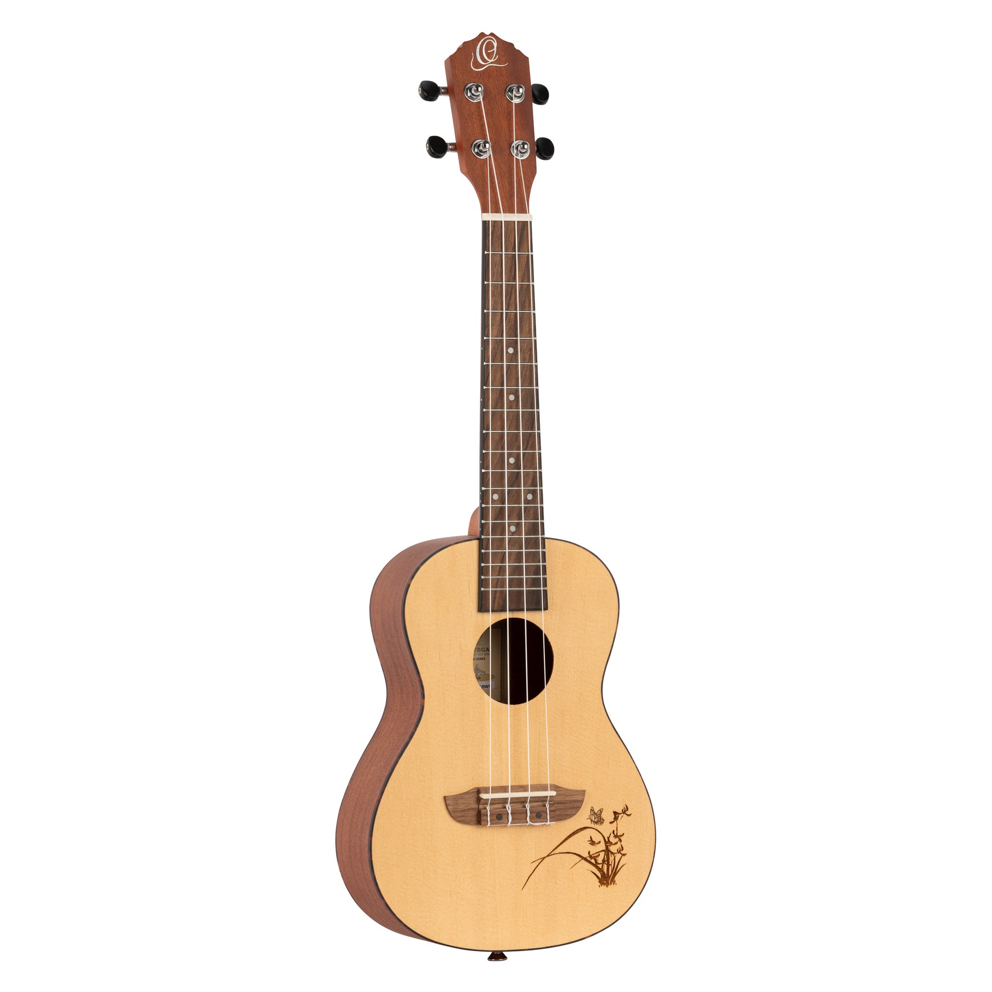 RU5, modèle Concert, table épicéa avec motif, fond & éclisses sapele, manche acajou, naturel satiné