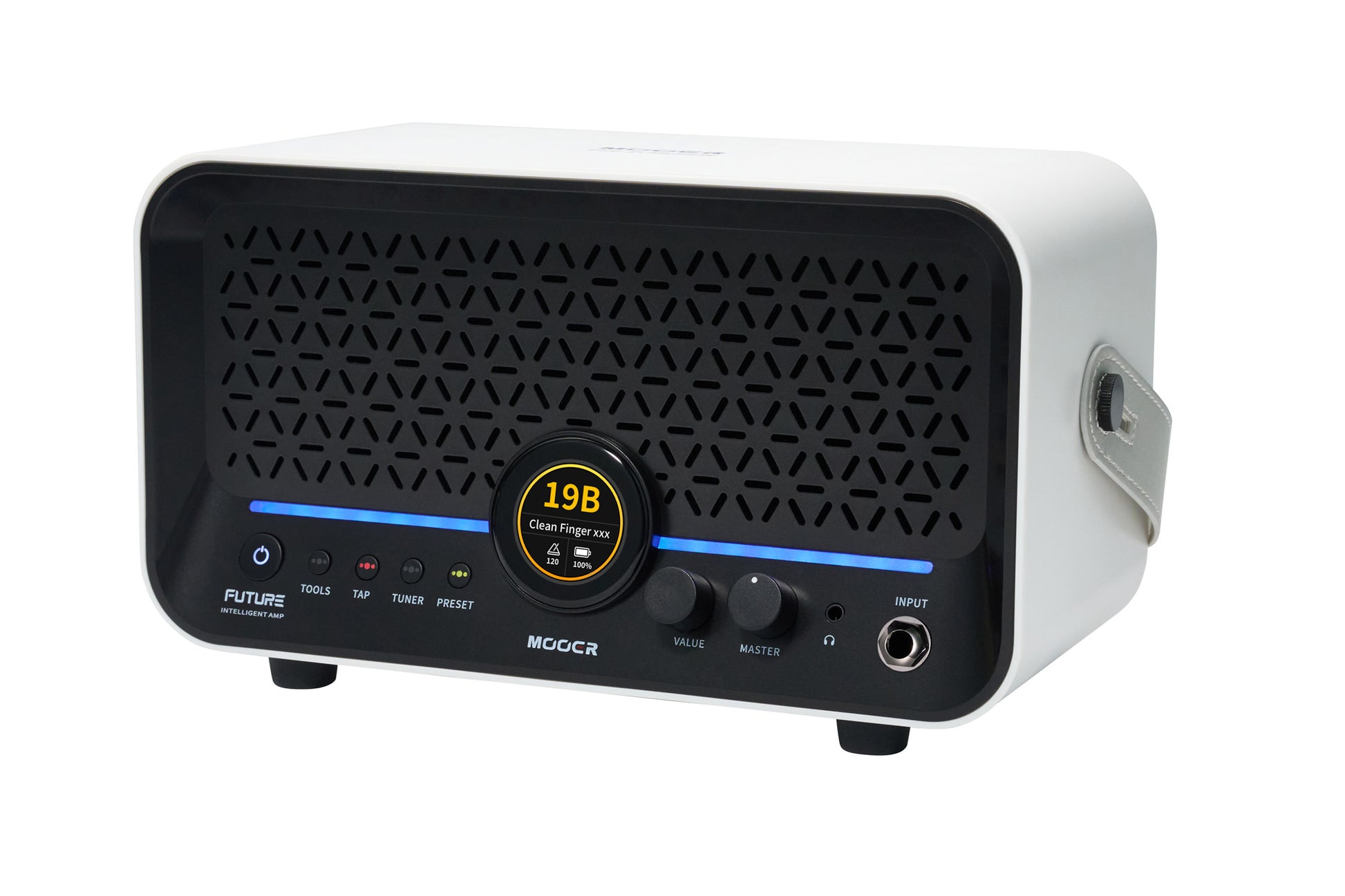 Ampli F15i Li, 15W, écran tactile, 55 modélisations d'amplis, 69 effets, batterie rechargeable, Bluetooth, USB-C, blanc