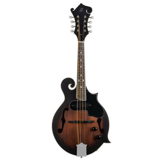 RMFE30, mandoline 8 cordes style F, micro simple, table épicéa, fond & éclisses érable, manche érable, whiskey burst satiné
