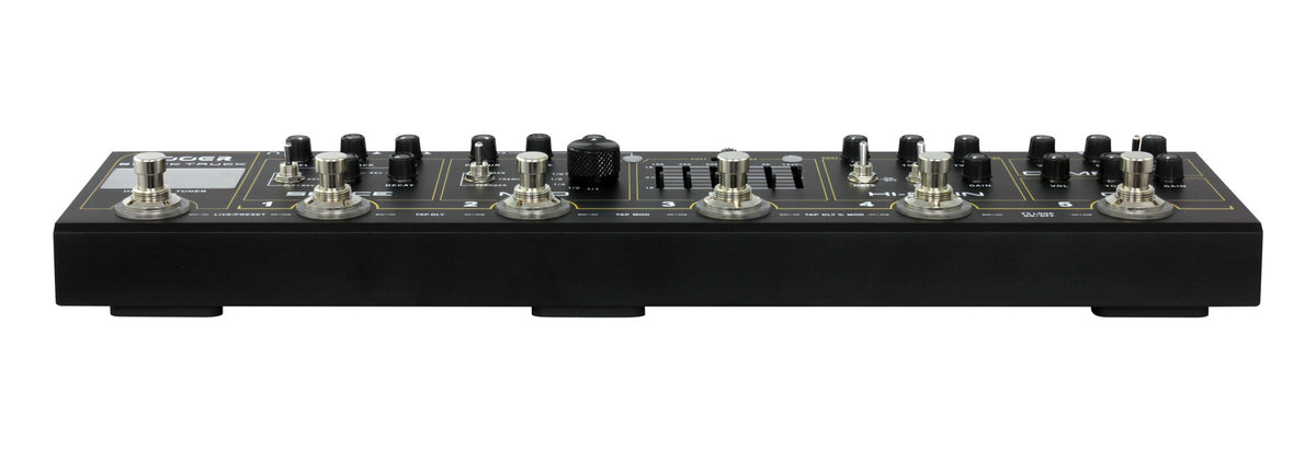 Pédalier BLACK TRUCK, 6 pédales d'effet (Compresseur, Overdrive, Distorsion, EQ, Modulation, Délai/Réverb), noir