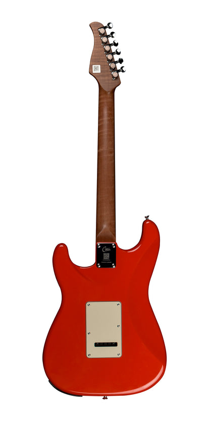 GTRS P801, corps aulne, manche érable flammé torréfié, touche érable, micros et processeur GTRS, fiesta red
