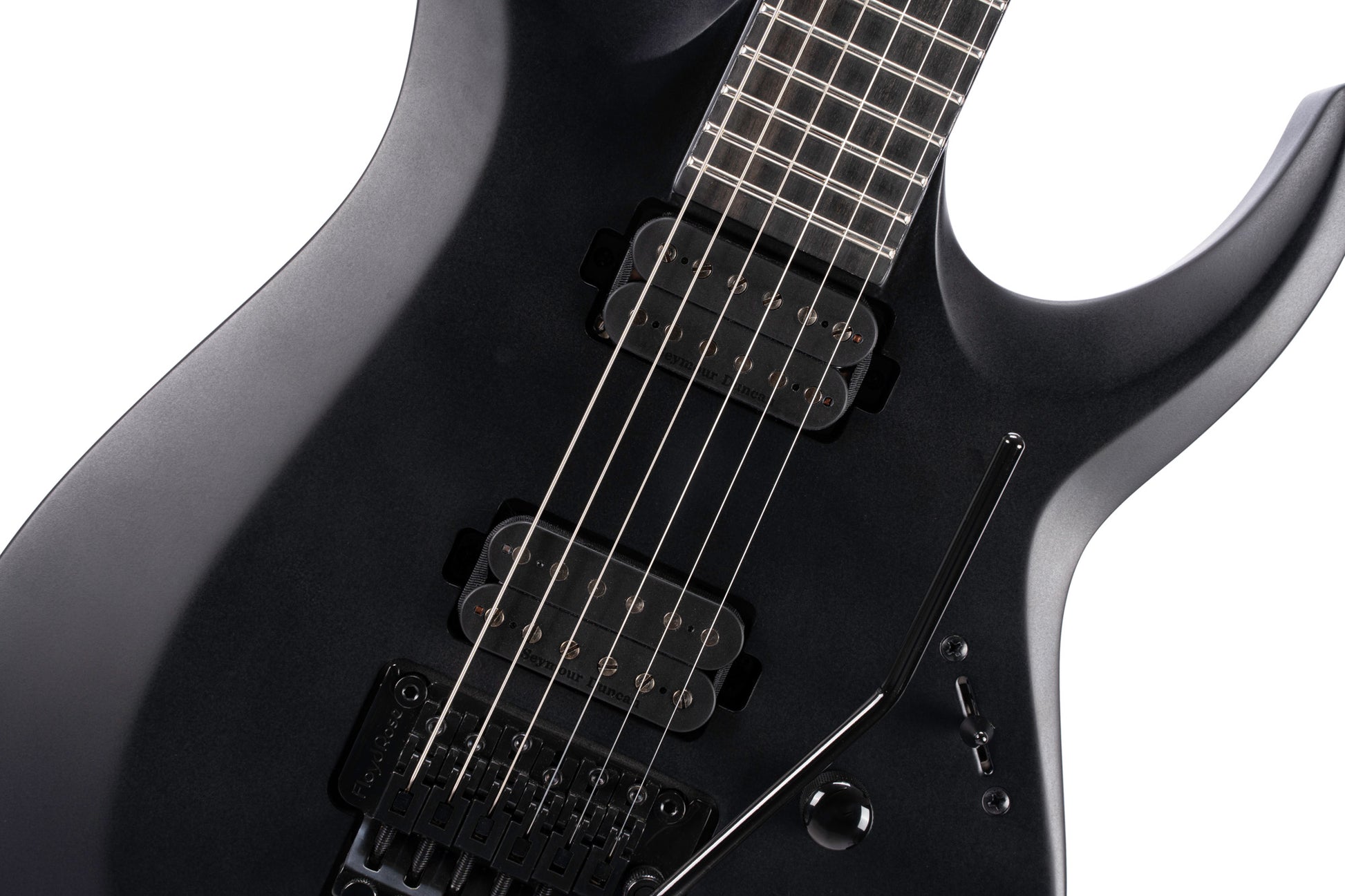 X500 Menace, corps acajou, table érable massif, manche collé 7 pièces, touche ébène, vibrato Floyd Rose, micros Seymour, noir