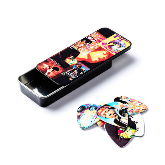 Boite de 12 médiators Jimi Hendrix Montage Heavy