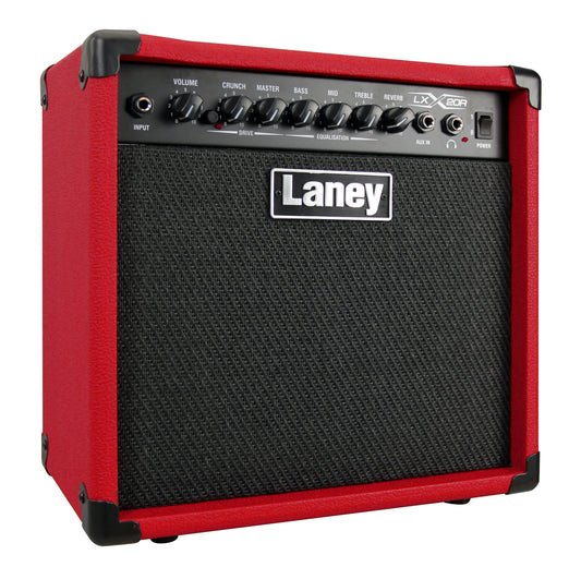 Ampli guitare électrique 20W, 1x HP 8", 2 canaux, EQ 3 bandes, réverb, sortie casque, 6.9 kg, rouge