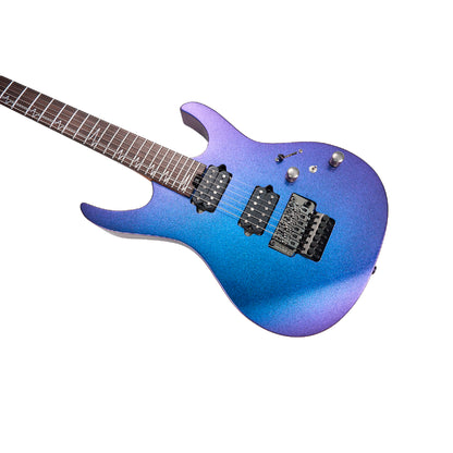 MOOER MMT100, corps aulne américain, manche érable torréfié, touche palissandre, aurora purple, avec housse