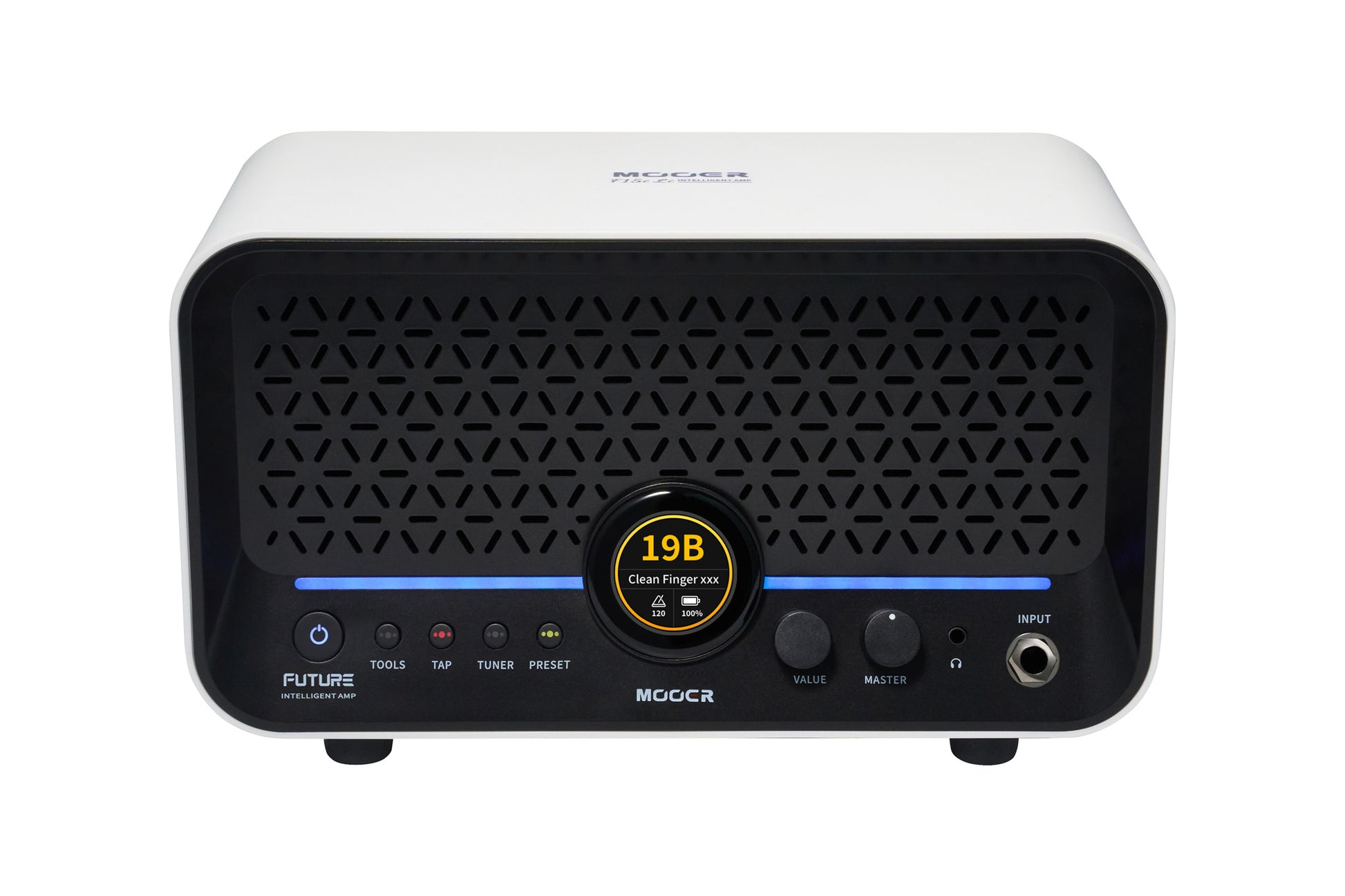 Ampli F15i Li, 15W, écran tactile, 55 modélisations d'amplis, 69 effets, batterie rechargeable, Bluetooth, USB-C, blanc