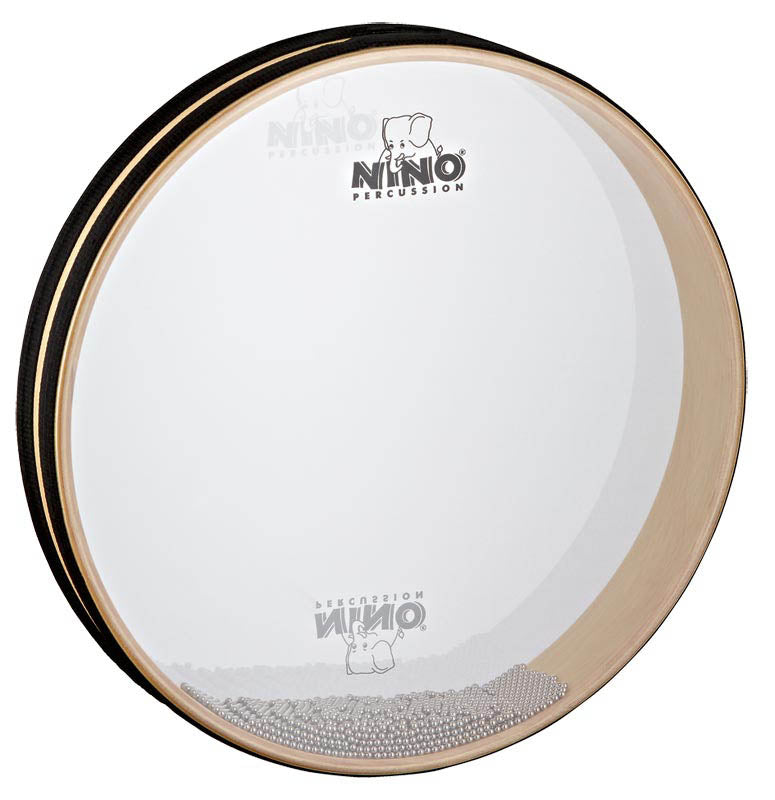 Sea Drum 12", cadre en hévéa, peaux synthétiques, petites billes métalliques, naturel et noir