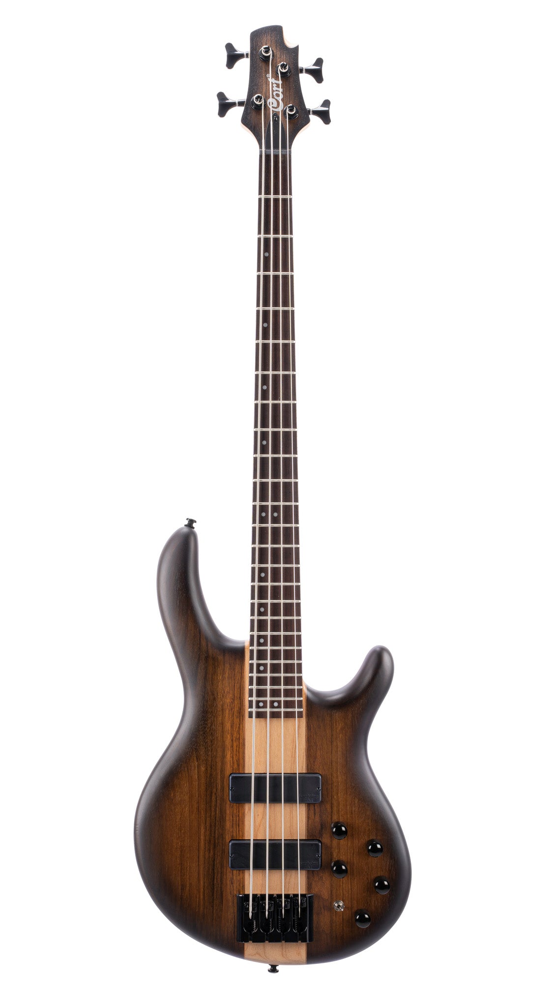 C4 Plus OVMH, corps acajou avec table ovangkol/érable, micros Bartolini MK-1 et préampli Markbass, brun antique dégradé
