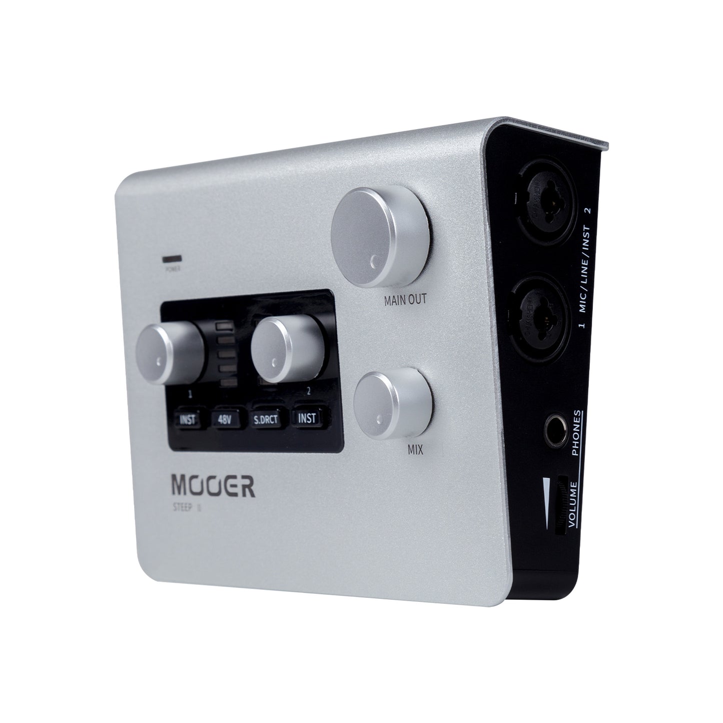 Interface audio STEEP II, 2 canaux, deux entrées combo XLR/Jack, alimentation fantôme, USB type C 2.0, MIDI In/Out, argent