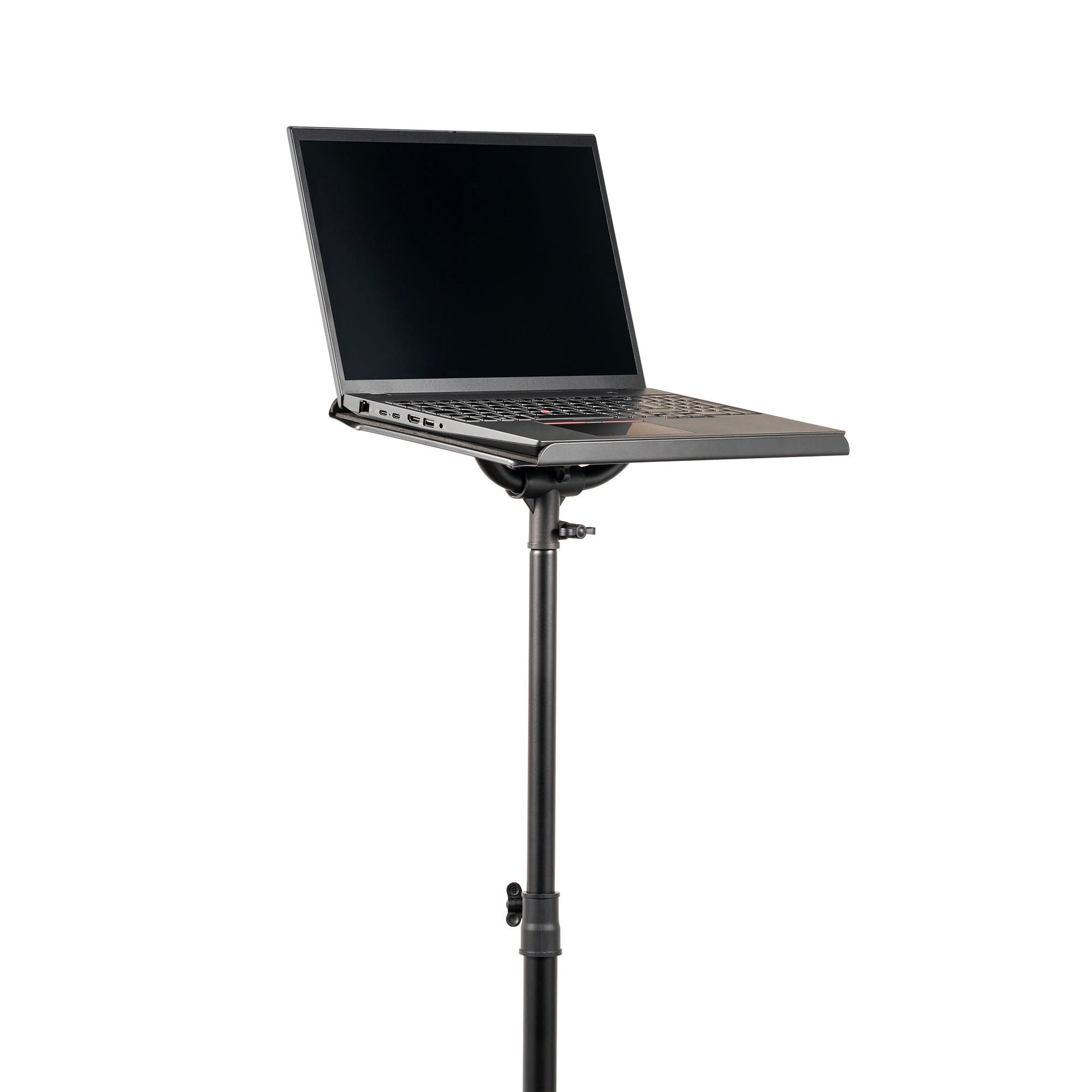 Table ordinateur jusqu'à 16", plateau rembourré haute adhérence, trépied double embase, hauteur réglable, noir