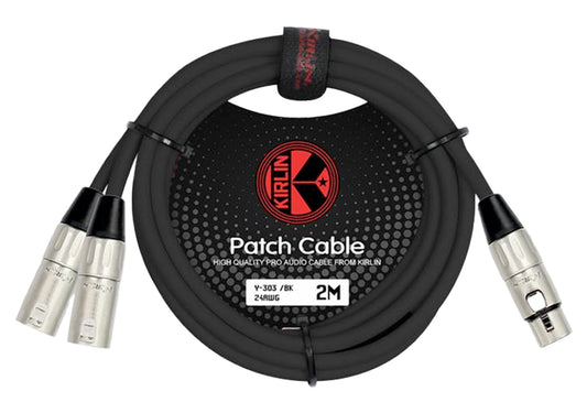 Câble patch MEDIUM XLR femelle/2x XLR mâle, 2 mètres, noir