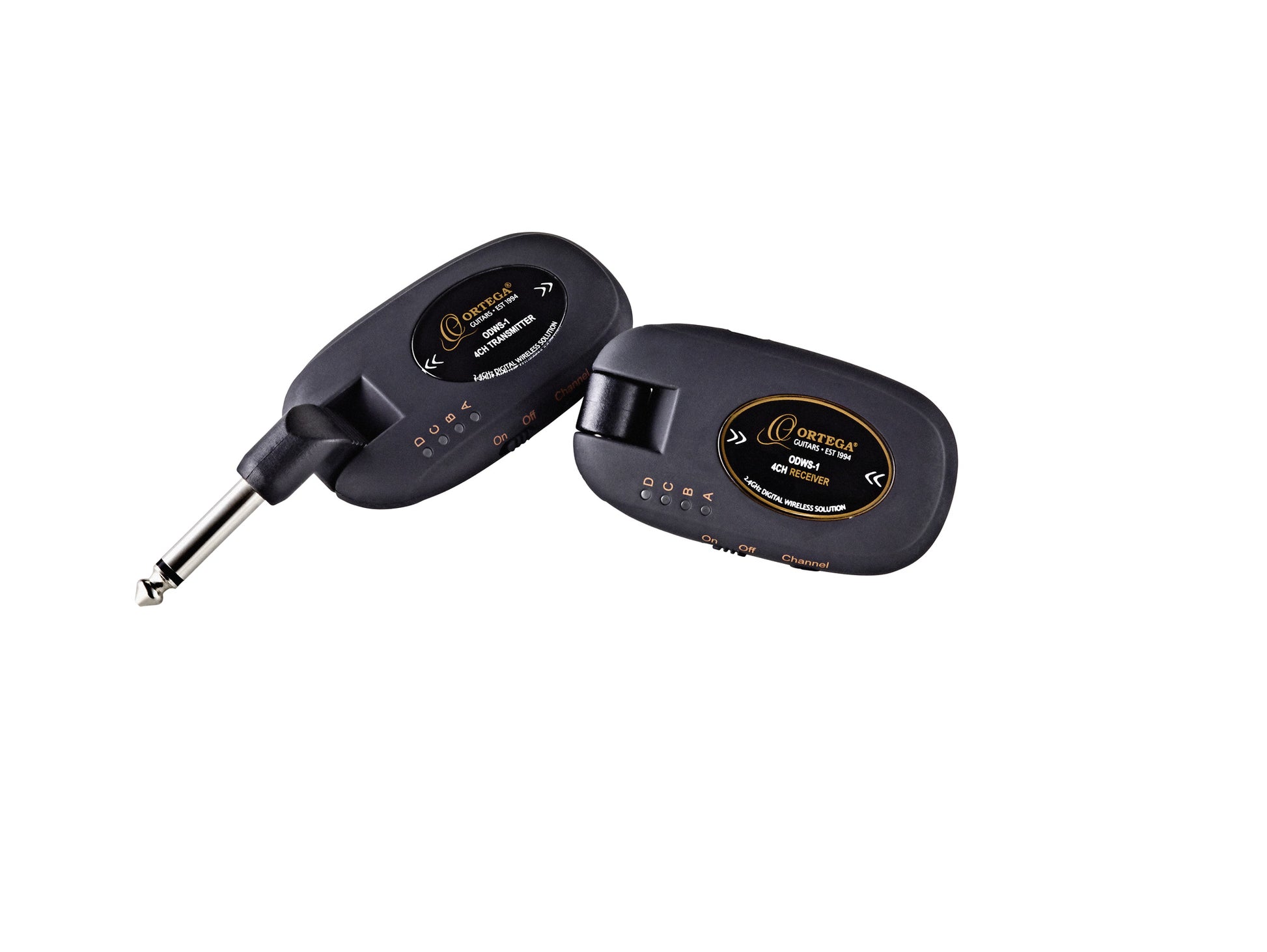 Système sans-fil pour guitare 4 canaux, émetteur et récepteur rechargeables, bande de fréquence 2.4 GHz, noir