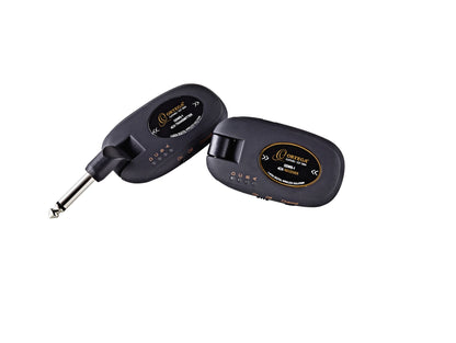 Système sans-fil pour guitare 4 canaux, émetteur et récepteur rechargeables, bande de fréquence 2.4 GHz, noir