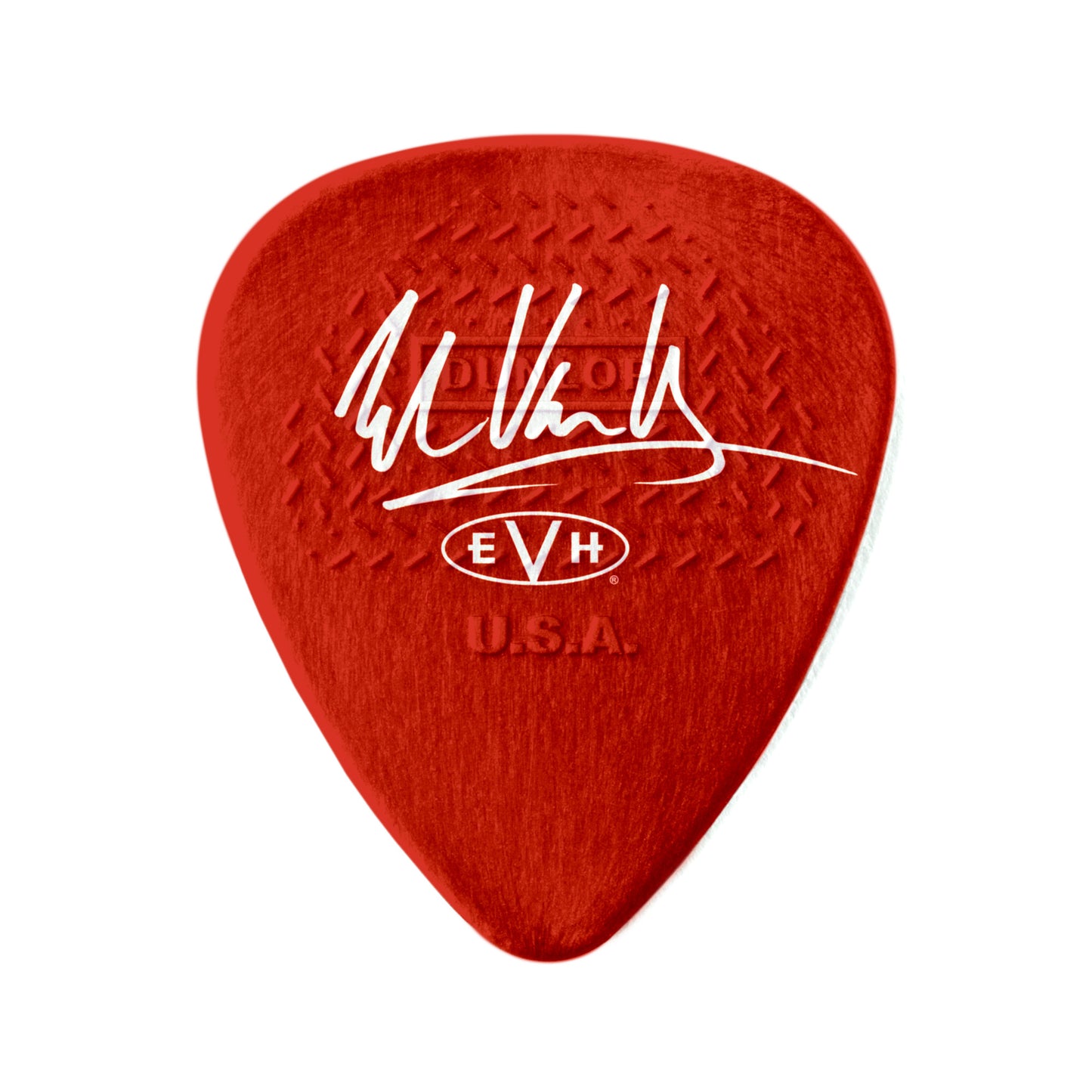 Sachet de 6 médiators EVH 5150 MAX-GRIP Nylon 0.60 mm (graphisme rouge à bandes noires et blanches)