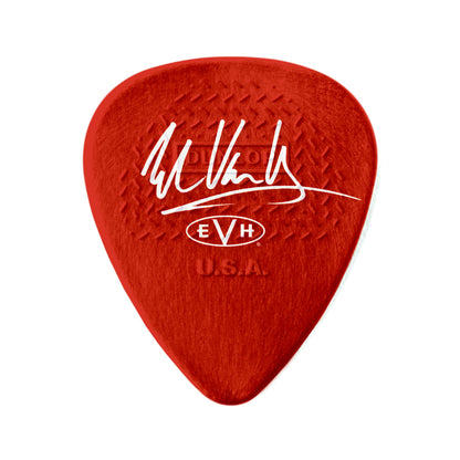 Sachet de 6 médiators EVH 5150 MAX-GRIP Nylon 0.60 mm (graphisme rouge à bandes noires et blanches)